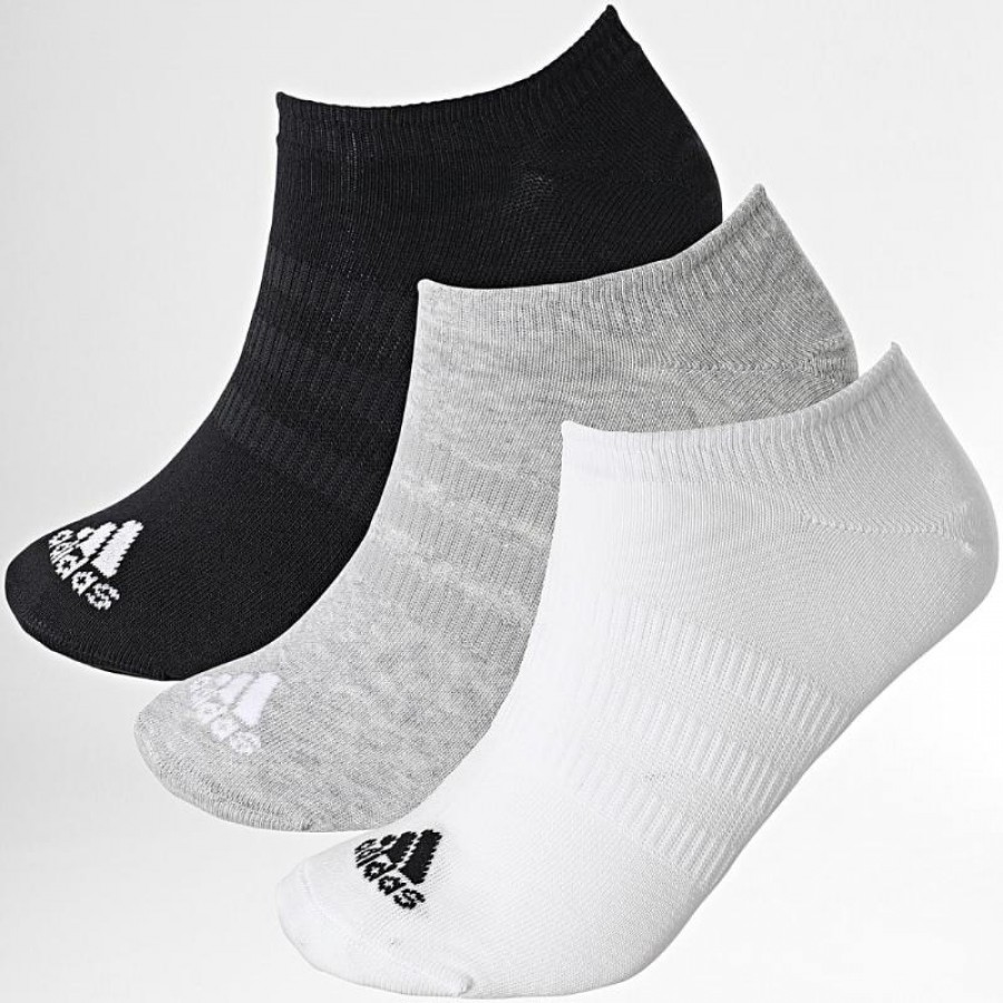 Calcetines Adidas Piqui Negro Blanco Gris 3 Pares