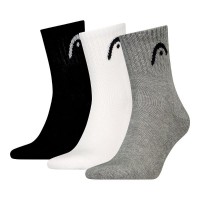 Calcetines Head All Sports Short Crew Negro Blanco Gris 3 Pares