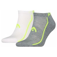 Head Performance Sneaker Socks White Gray Lime 2 Pairs