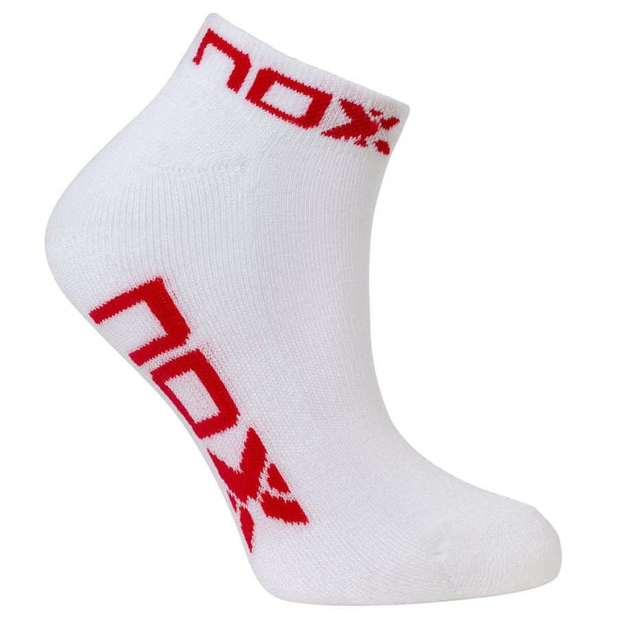 Calcetines Nox Tobillero Blanco Rojo 1 Par