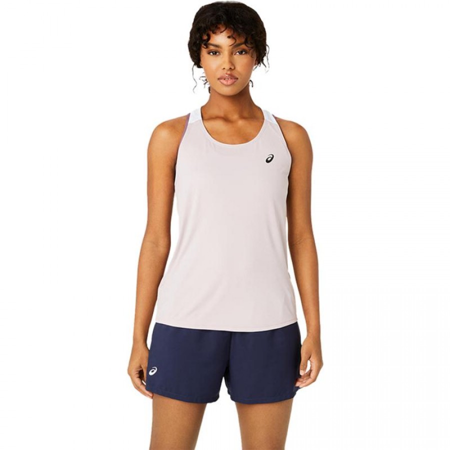 Camiseta Feminina Asics Court Rosa Branco Brilhante