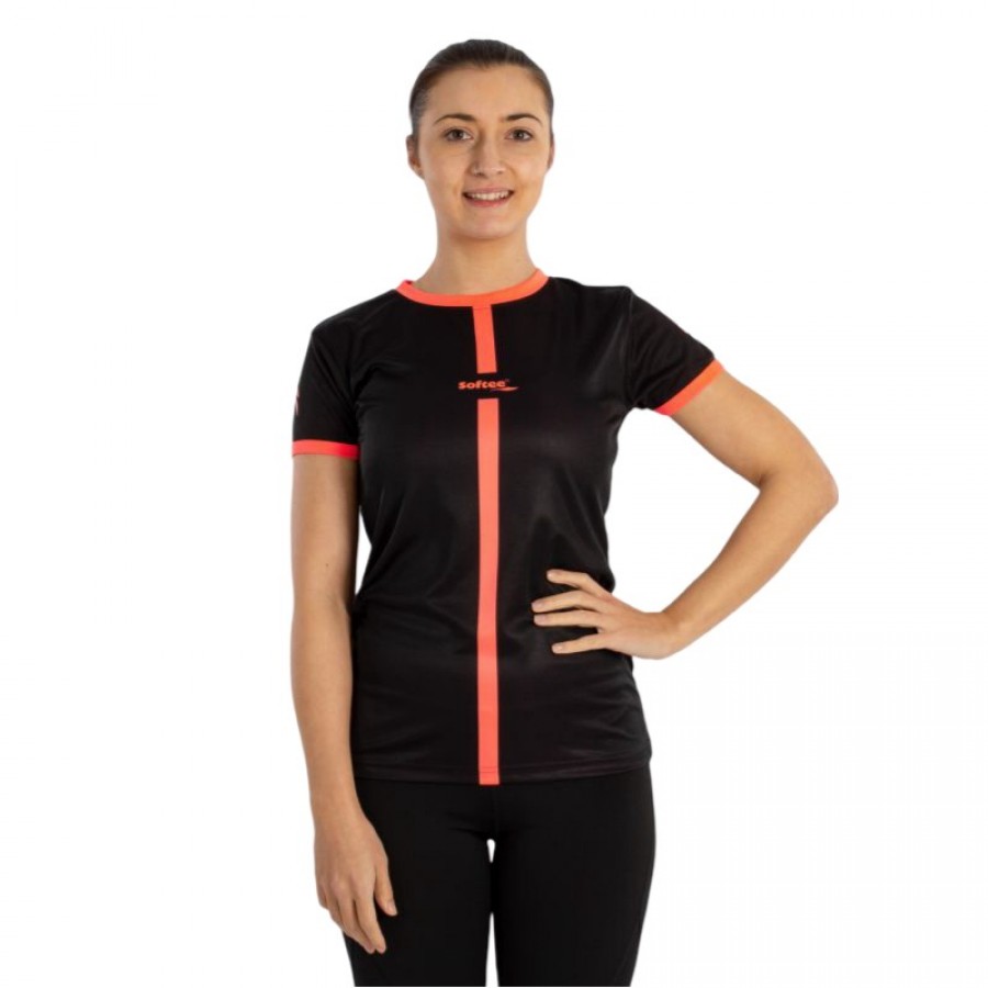 Camiseta Feminina Softee Tipex Black Coral Fluor