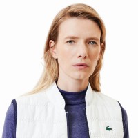 Colete Lacoste Slim Fit Azul Marinho Branco para Mulheres