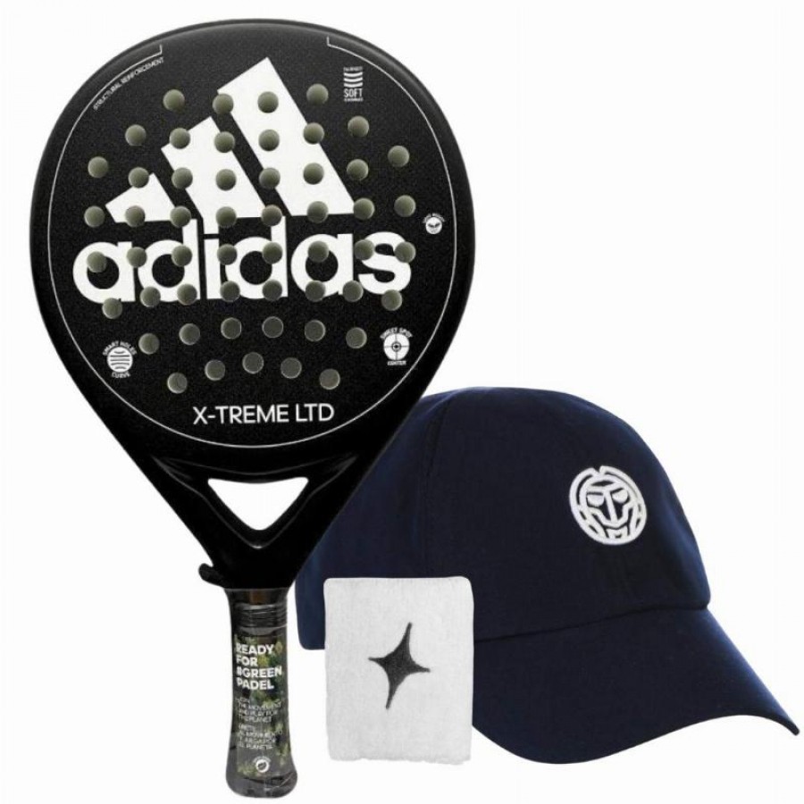 Pala Adidas X-Treme Negro Blanco con Gorra y Munequera