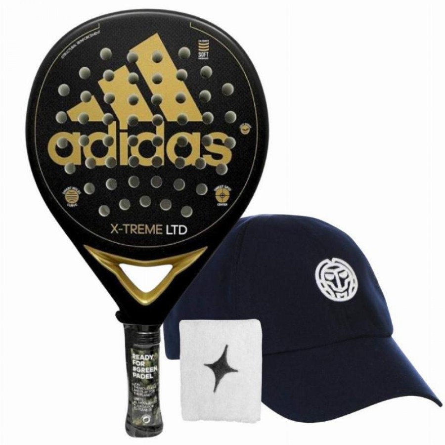 Pack Adidas X-Treme Black Gold Racket with Cap and Wristband